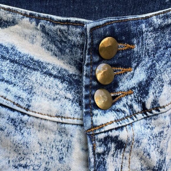 HTF RARE VTG Y2K Acid Wash Distressed Frayed Blue Jeans Wms High Waist 34 Skinny - Picture 3 of 16